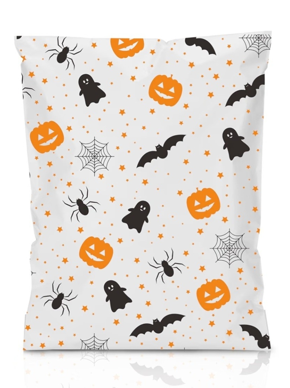 10 Halloween Print Poly Mailer — White with Orange & Black Design